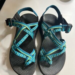Chaco Blue and Green Strappy Sandals